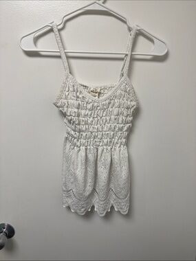 Urban Romantics Smocked Eyelet Cami Top - White